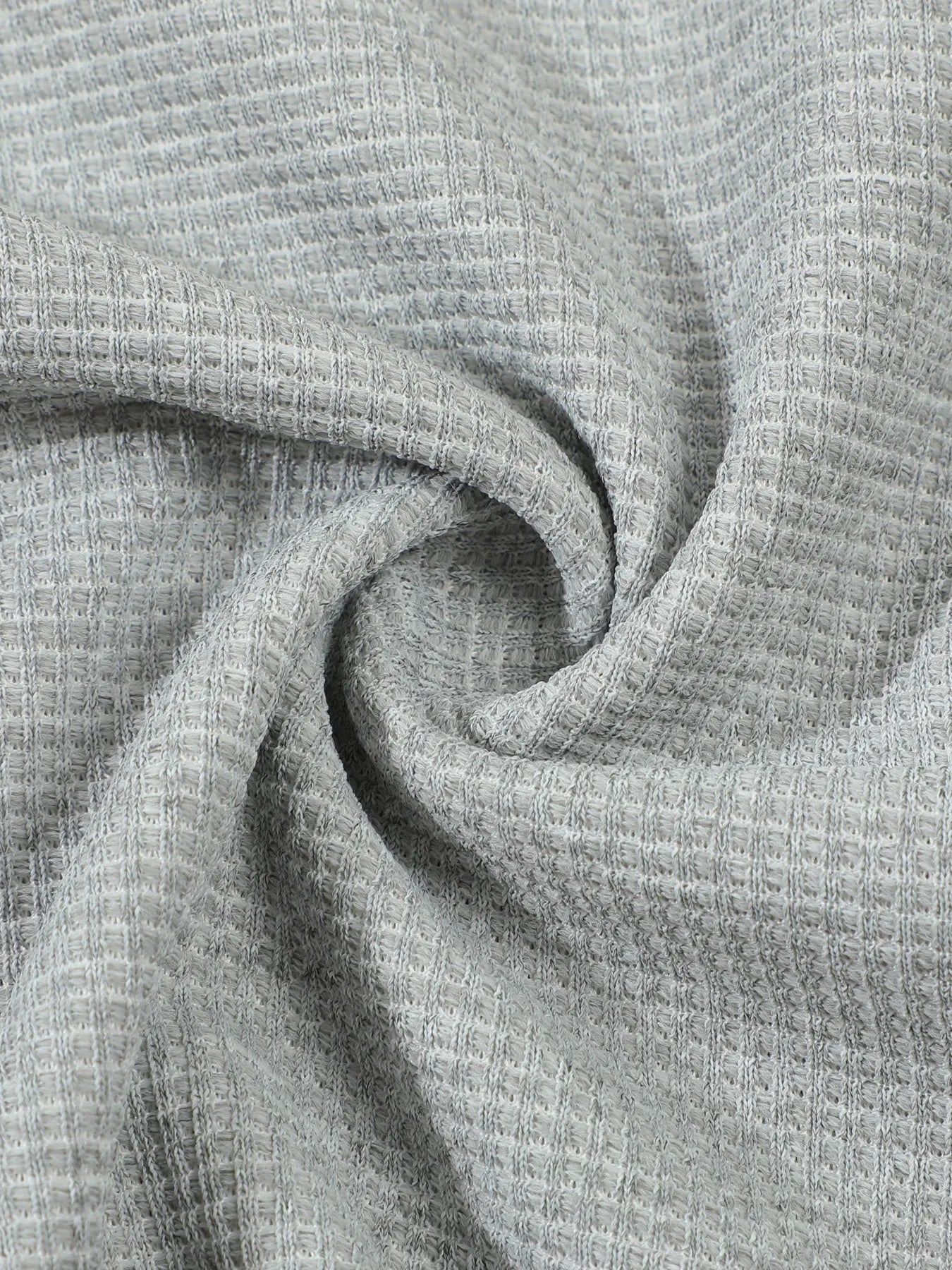 Men's casual waffle check long-sleeved shirt stand-up collar button semi-cardigan breathable and comfortable daily wear shirt