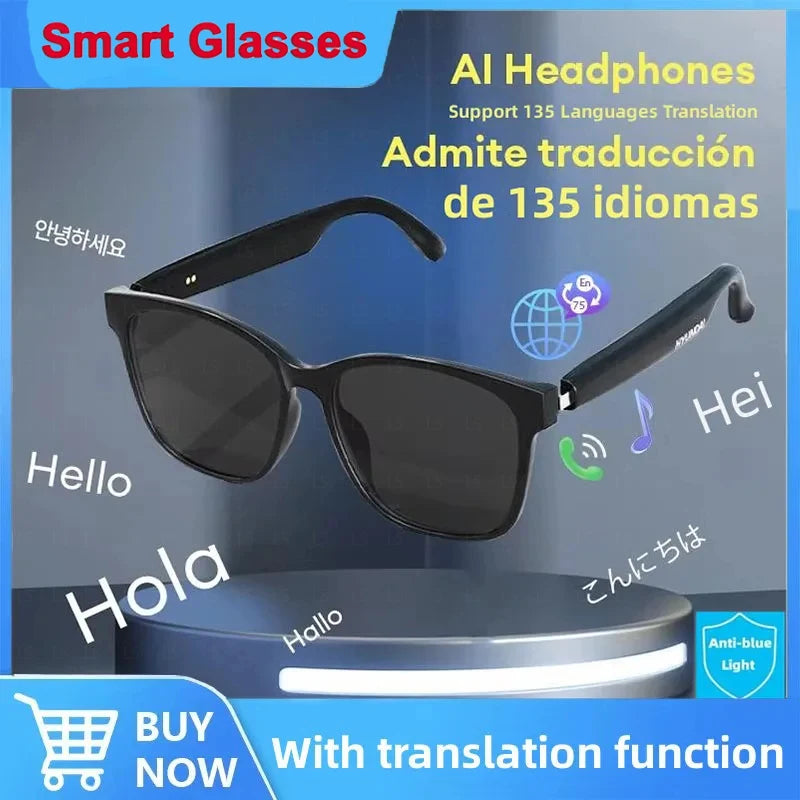 New AI Smart Glasses Intelligent Real-time Language Translator Bluetooth Wireless Headphone AI Chat Smart Sunglasses Men Wome