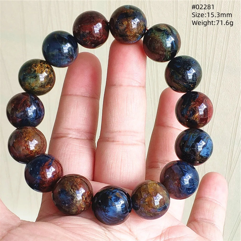 Natürliche blaue Pietersite Runde Perlen Armband Schmuck 12,5 mm Feuer Pietersite Namibia Feuer Pietersite Seltene Steinperlen AAAAAA