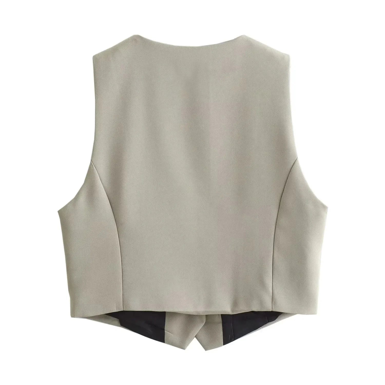 HH Damen ärmellose Weste mit Knöpfen & weit geschnittene Hose 2-teiliger Anzug Lässiges Büro-Arbeitsoutfit für den täglichen Geschäftsgebrauch.