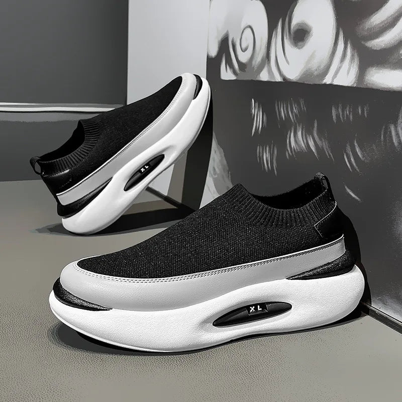 Herrensocken, atmungsaktives Mesh, Laufschuh, Sommersportschuhe, schwarze Slip-On-Slip-Ons, lässiger Fahrschuh für Herren, geeignet für den Außenbereich