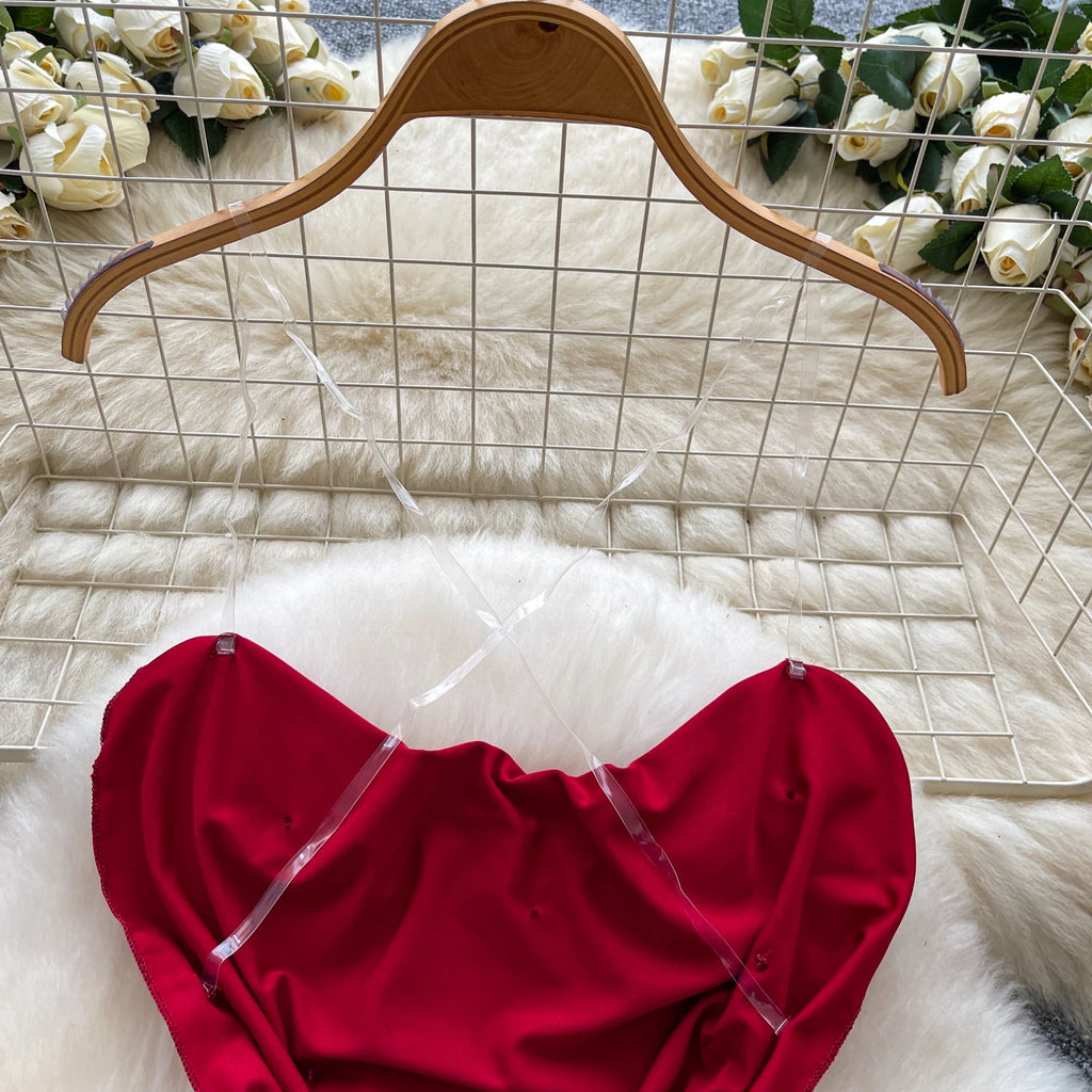 SINGREINY Fashion Beading Mini Sundress Transparent Sling Design Swinging Collar Hot Summer Ladies Sexy Backless Bodycon Dress