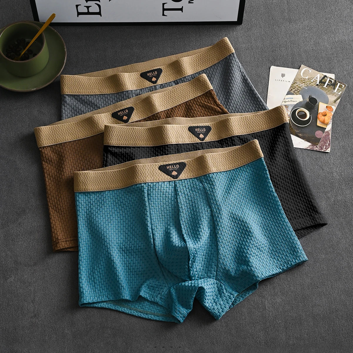 1/4 Stück Herren-Unterwäsche aus Eisseide, heiße Dessous, dünne Boxershorts, coole Unterhosen, atmungsaktive sexy Slips, U-förmige Shorts, Größen L-6XL