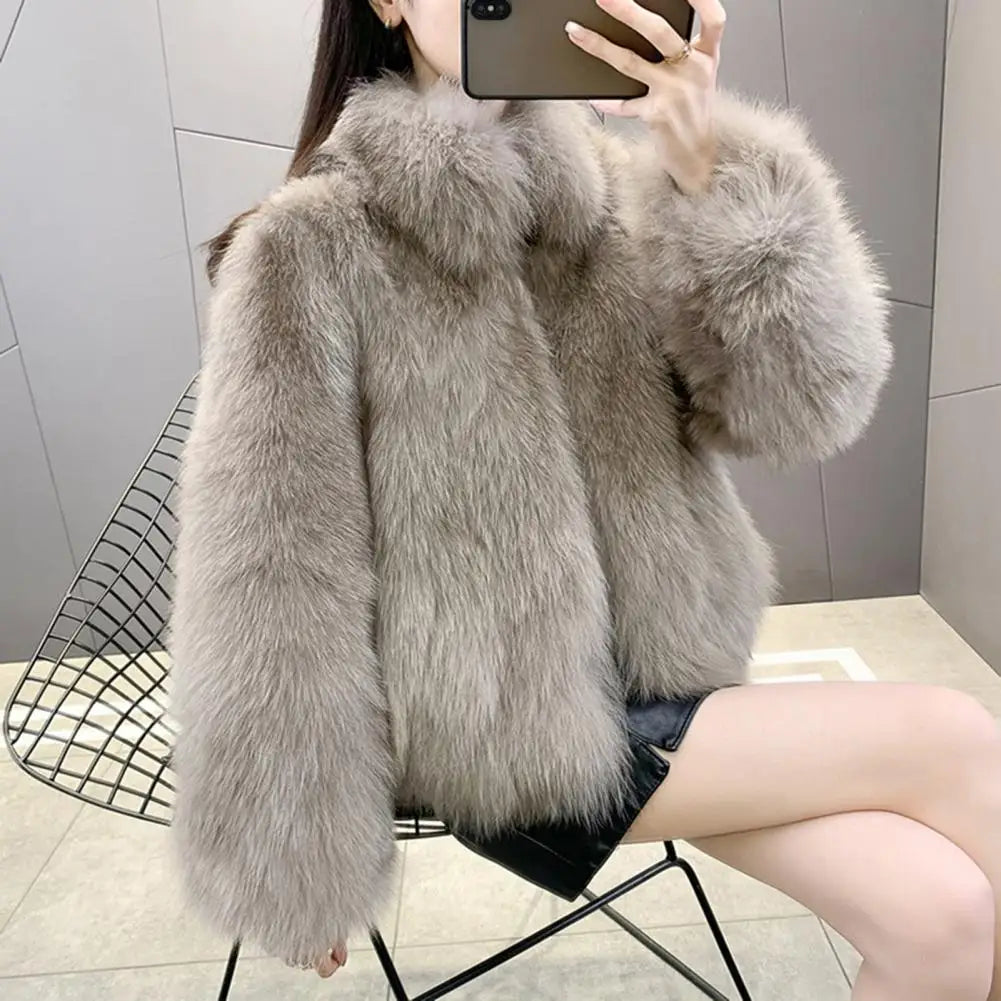 Herbst Winter Übergroßen Lose Beiläufige Luxus Weichen Dicken Warmen Haarigen Faux Mantel Frauen Langarm Flauschigen Jacke 2024