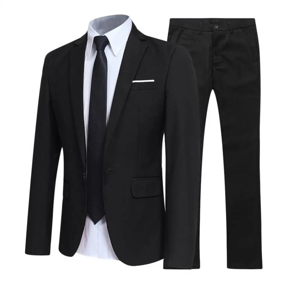 Herren lässig Boutique Business Anzug einfarbig Turndown Kragen Slim Fit Hochzeit Bräutigam Anzug Mantel Blazer Hose Anzug Herren Sets
