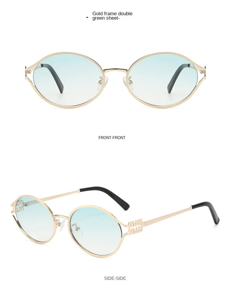 1-2PCS Neue Mode Marke Sonnenbrille Retro Kleine Rahmen Frau Mann Metall Cat Eye Brille Shades UV Schutz sonnenbrille mit Box