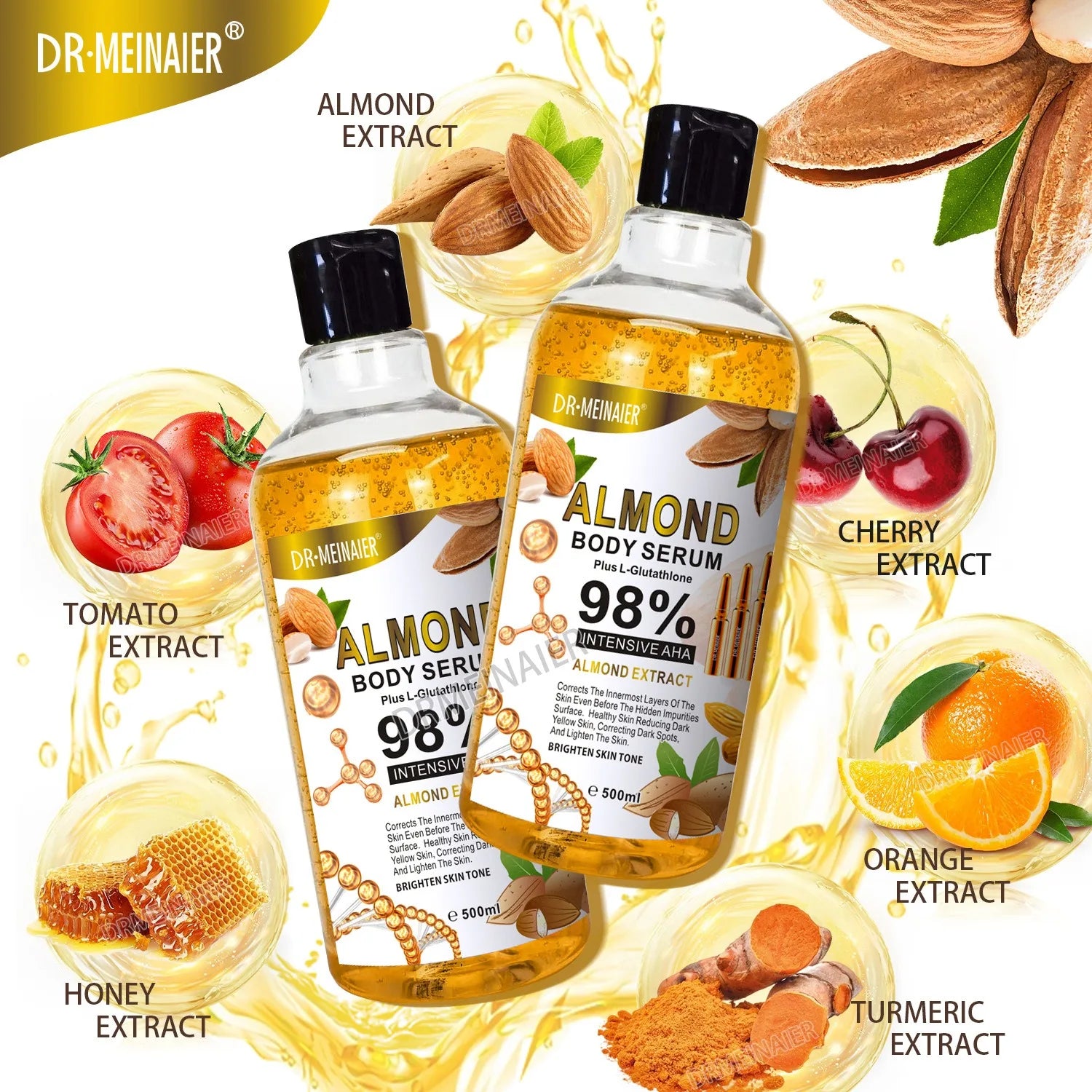 500 ml Hyaluronsäure-Gesichts- und Körperserum mit Vitamin C, Nikotinamid und AHA-Aufhellung, feuchtigkeitsspendend, fleckenkorrigierende Hautpflege