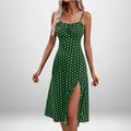 Elegantes Damen-Blumenkleid für Strandurlaub und Streetwear, Sexy Tief Ausgeschnittenes Strandparty-Kleid mit Schlitz, Schickes Bodycon-Kleid Ärmellos für Damen