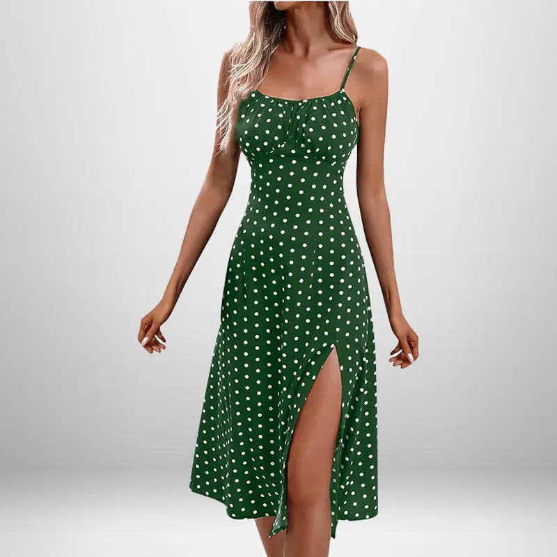 Elegantes Damen-Blumenkleid für Strandurlaub und Streetwear, Sexy Tief Ausgeschnittenes Strandparty-Kleid mit Schlitz, Schickes Bodycon-Kleid Ärmellos für Damen