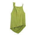 Top Frauen Sommer Tank Ärmelloses Top Mit Offenem Rücken Rüschen Asymmetrische Slip Top Sexy Street Style CasualOversize Grün Tops
