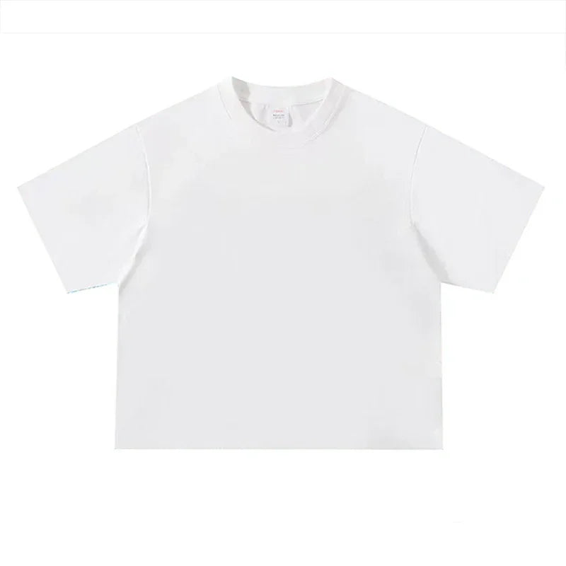 Basic Übergroßes Boxy Rundhals-T-Shirt Herren Schwergewicht 240GSM 100 % Baumwolle Halbarm-T-Shirts Sommer Lose Sportbekleidung