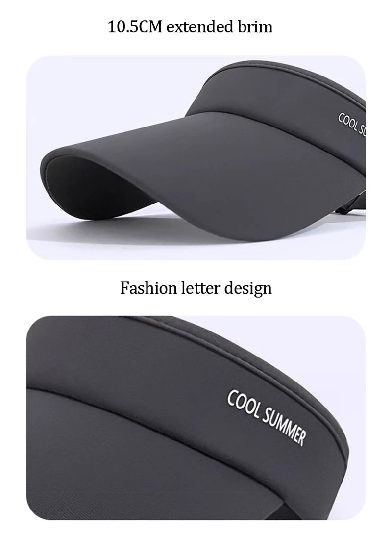 Cooling Stretchy Visor Ice Silk Long Brim Empty Top Hat Summer UV Protection Men Sun Hats Cycling Running Sports Golf Visor Cap