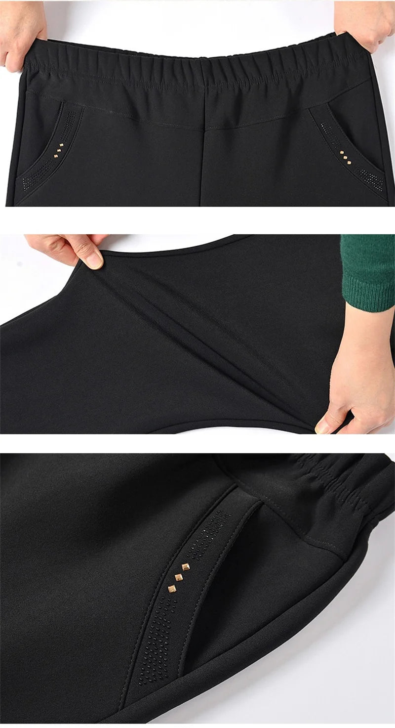 Autumn Winter Women Pants New Elastic High Waist Straight Pants Middle Elderly Mom Casual Pants Oversize XL- 9XL Female Trousers