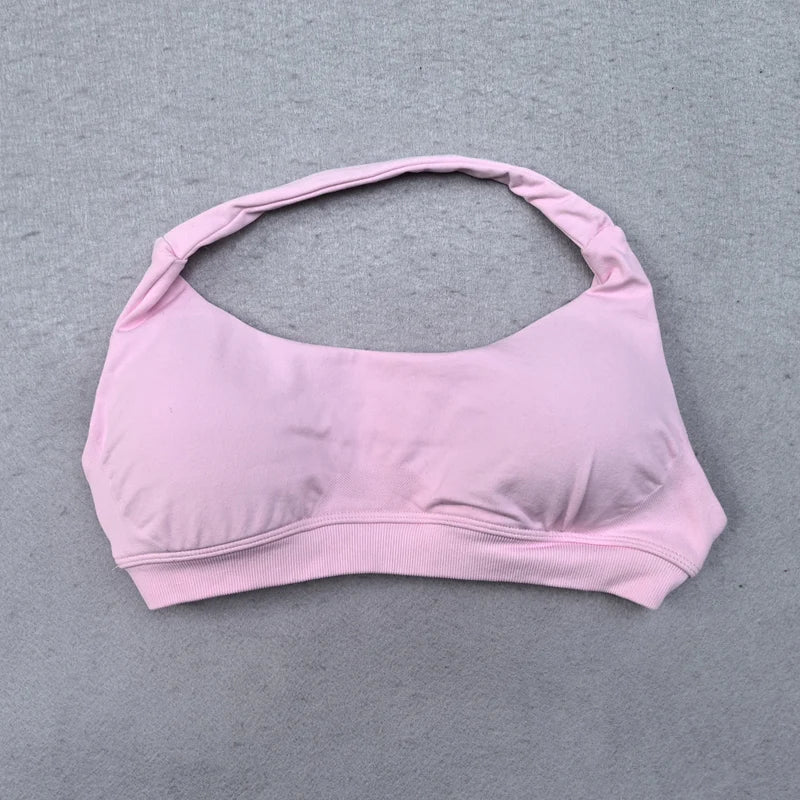 Shorts-Set, 2-teilig, nahtlos, Yoga-Set, Workout-Trainingsanzug, Damen-Halter, Sport-BH und niedrige Taille, Scrunch Bum, Gym-Shorts, Anzüge