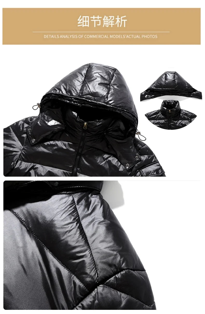 2024 Winter Neue Herren Puffer Jacke Mode Dicke Männer Frauen Ente Unten Jacke Im Freien Warme Casual Mäntel Feste Kapuze Mäntel