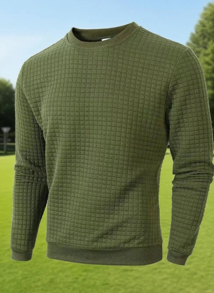 Autumn Men's Crew Neck Pullover Solid Color Casual Jacquard Check Sweatshirt Long Sleeve Warm Slim Sweaters Knitted Streetwear