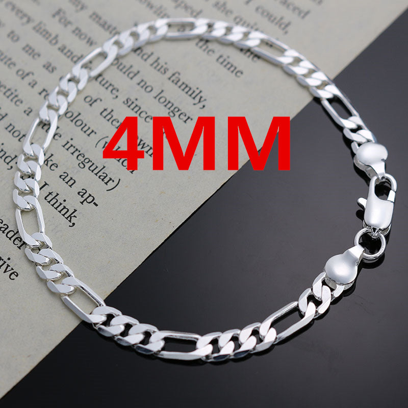Edle Neu Kommen 925 Silber 4 MM Kette für Männer Frauen Armband Halskette Schmuck-Set Dame Weihnachten Geschenke Charms hochzeit