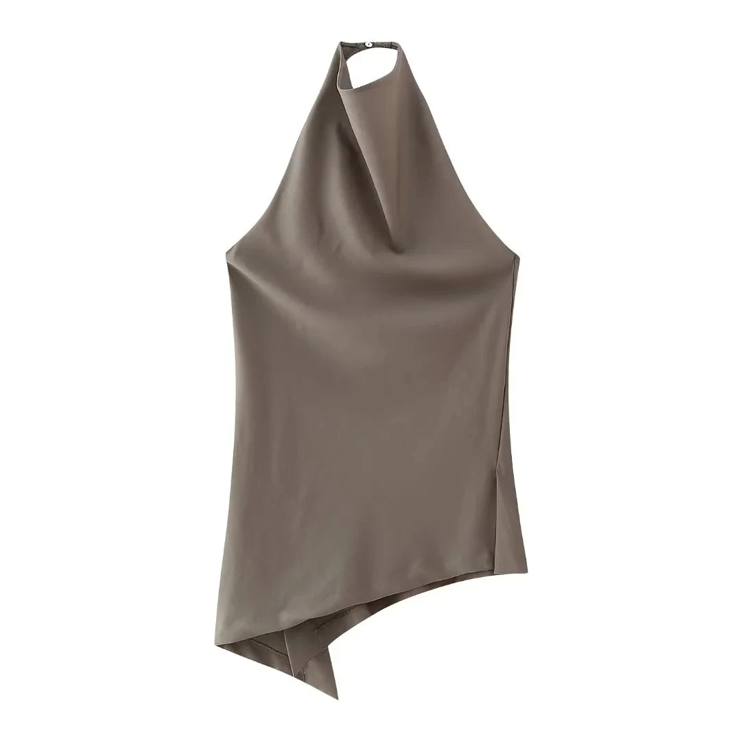 HH Frauen Vintage Solide Hose Sets Sexy Backless Halter Camis Top Asymmetrische Tank Top + Kordelzug Hosen Mode Streetwear