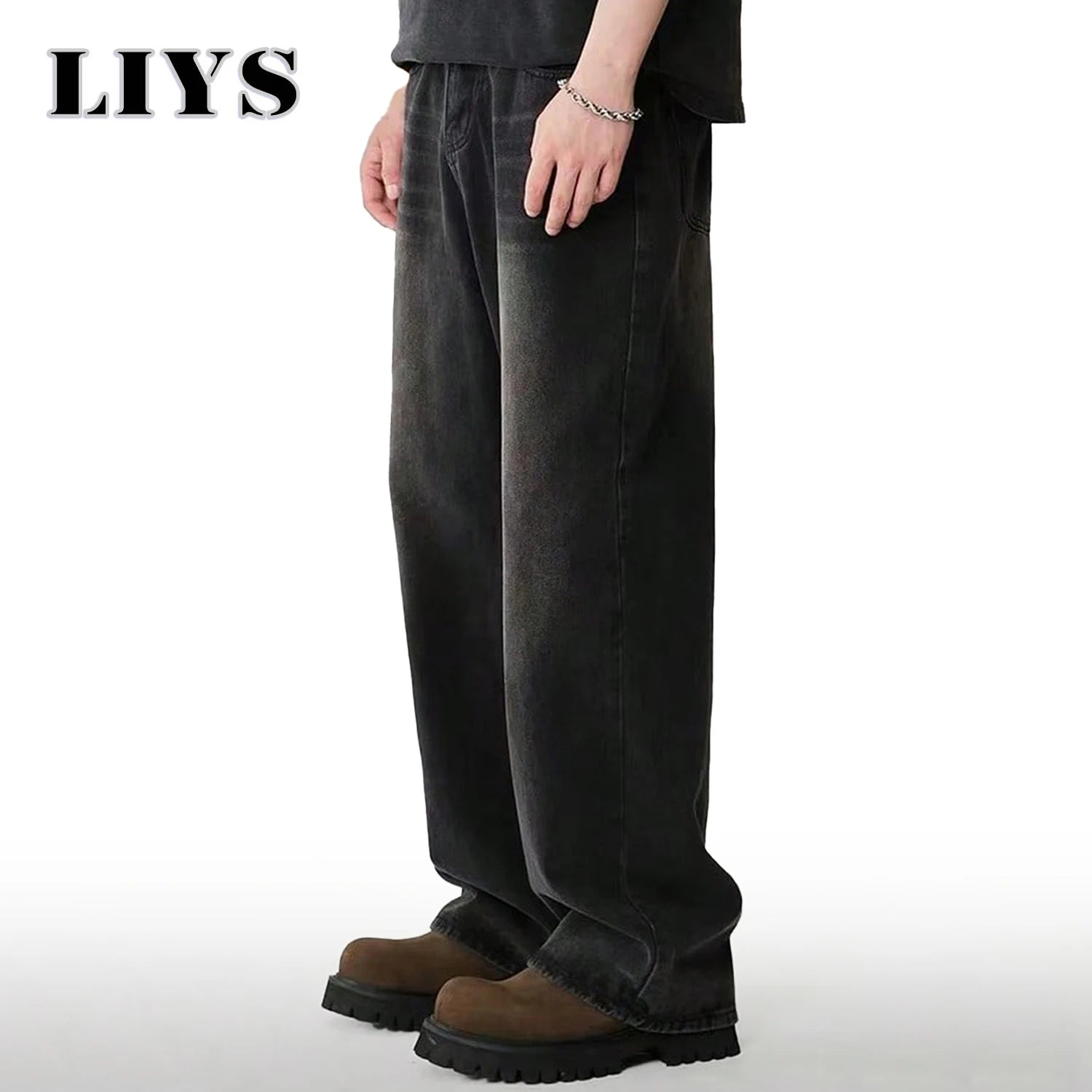 Vier Saison Herren Jeans Koreanische Version Student Casual Hosen High Street Gerade Lose Breite Bein Jeans Schwarz Grau Blau Baggy Jean