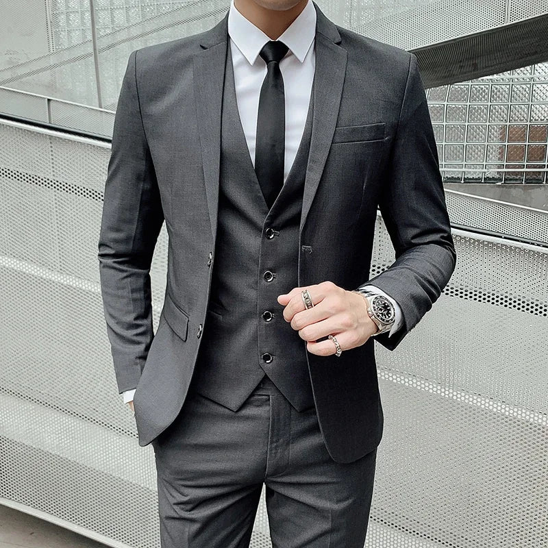Anzug Upgrade des neuen Stoffes Herren Business Gentleman Fashion Slim Work Solid Color Plus Size Fair Dress Hochzeit Trauzeugenanzug