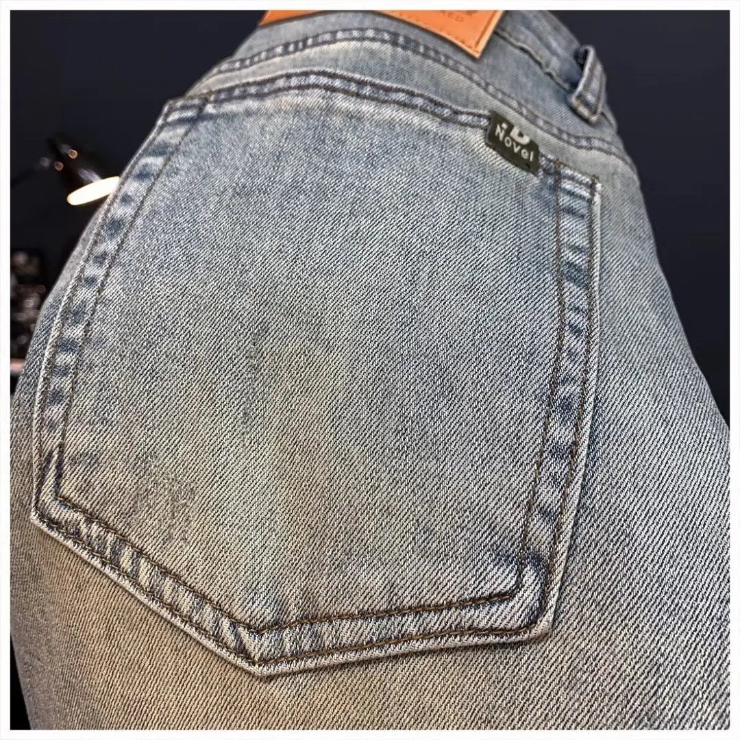 Jeans für Herren 2025, Frühling und Herbst, kleine zerrissene Jeans, Herren-Vintage-Hosen, trendige Marke, Harlan-Männerkleidung, Streetwear-Kleidung
