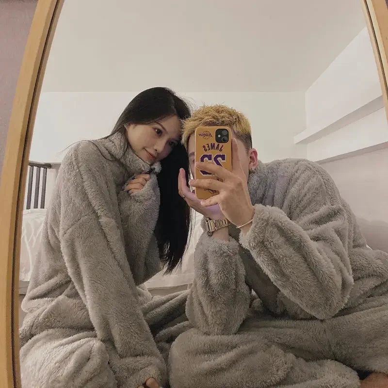 Neue Korallen Samt Hause Tragen Männer Koreanische Paare Pyjamas frauen Winter Gepolsterte Verdickte Strickjacke Kann Draußen Getragen Werden Einfache anzug