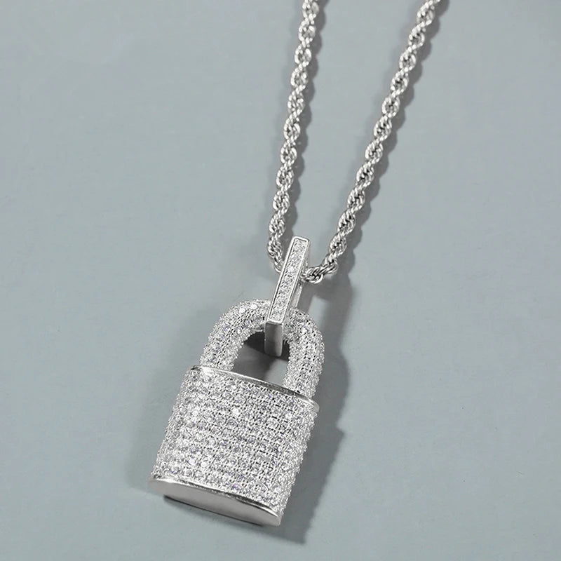 Huitan Hip Hop Lock Anhänger Halskette für Frauen Männer voll mit bling bling cz Aussage Rock Neck Accessoires weiblichen männlichen Schmuck
