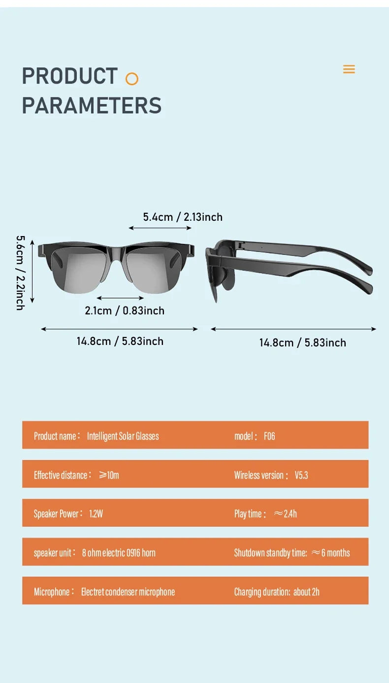 Neue intelligente Bluetooth V5.3-Sonnenbrille, Brille für Anrufe, Outdoor-Sport-Kopfhörer, HIFI, schwarze Technologie, Anti-Touch-UV-Schutz für Männer und Frauen