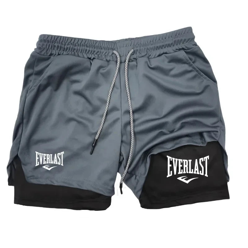 Herren Laufshorts 2 in 1 Doppellagige Sportshorts Sportbekleidung Fitness Kurze Hosen Trainings-Jogginghose Herrenbekleidung