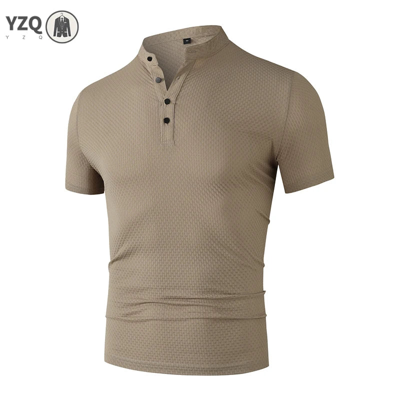 Herren Business Casual Kurzarm POLO Shirt Knochen Blume Einfarbig Atmungsaktiv Bequem Mode Sommer Vielseitig Top