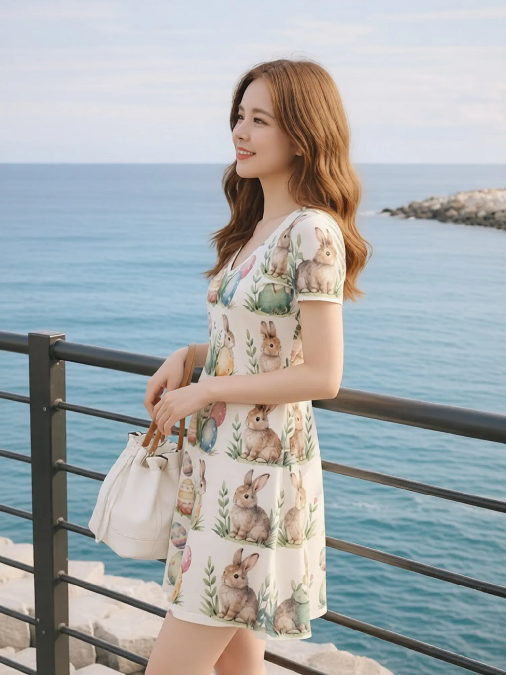Damen-Minikleid mit V-Ausschnitt und Blumenmuster, A-Linie, Kurzarm, Lässiges Strand- und Urlaubsoutfit, Charmant, Leicht, Fließend, Hübsch, Süß, Modern, Niedlich, Frisch