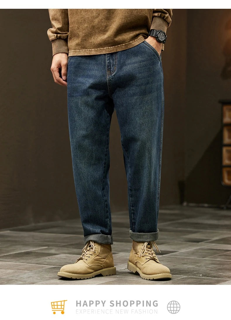 Männer 95% Baumwolle Jeans Hohe Qualität Lose Harem Hosen Mode Baggy Casual Outdoor Arbeit Denim Hosen Marke männer Kleidung
