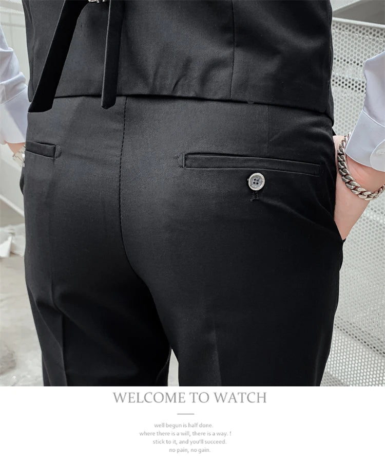 Herren-Slim-Fit-Dreiteiler im koreanischen Stil für Business, professionelle formelle Kleidung, Trauzeuge, Bräutigam, Hochzeit, koreanischer Stil, kleiner Sui