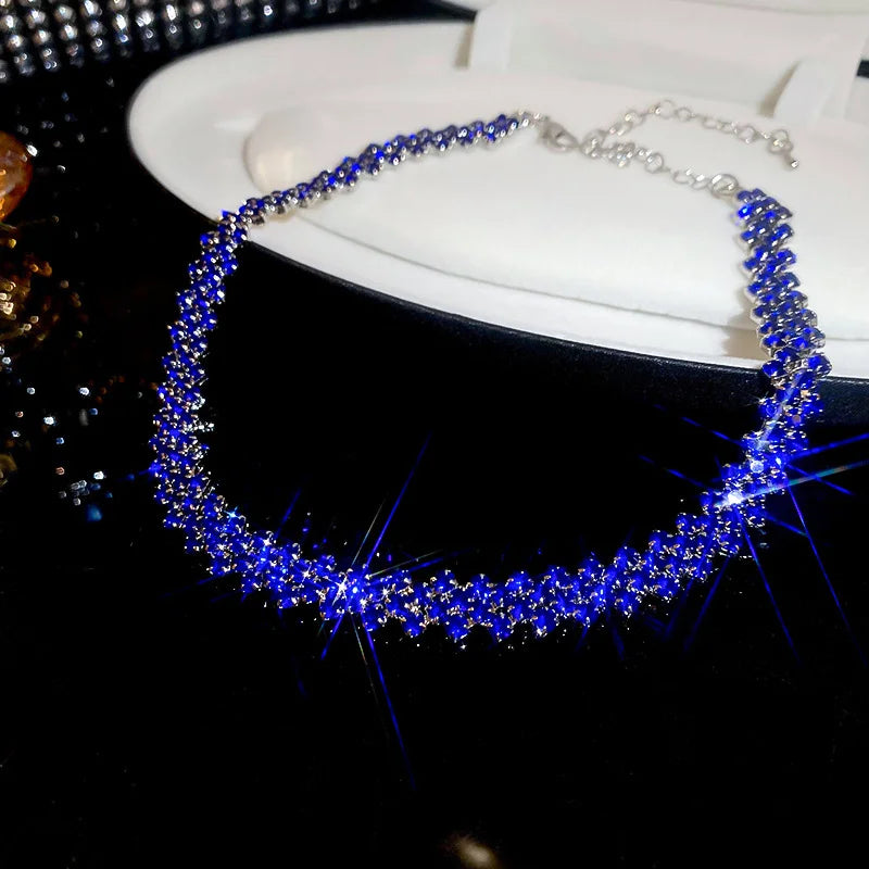Luxuriöse glänzende voller Strass-Halskette für Frauen, personalisierte geometrische Kristall-Halsketten, Hochzeitsschmuck, Party-Geschenke