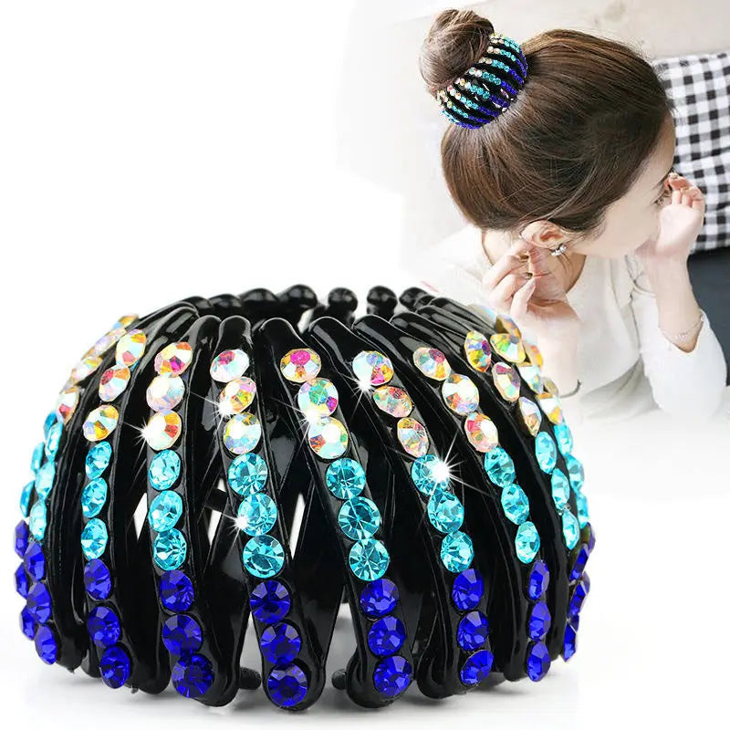 Frauen Brötchen Kristall Haar Klaue Mode Weibliche Pferdeschwanz Kopfbedeckung Schachtelhalm Schnalle Haar Clip Vogel Nest Erweitern Haar Zubehör