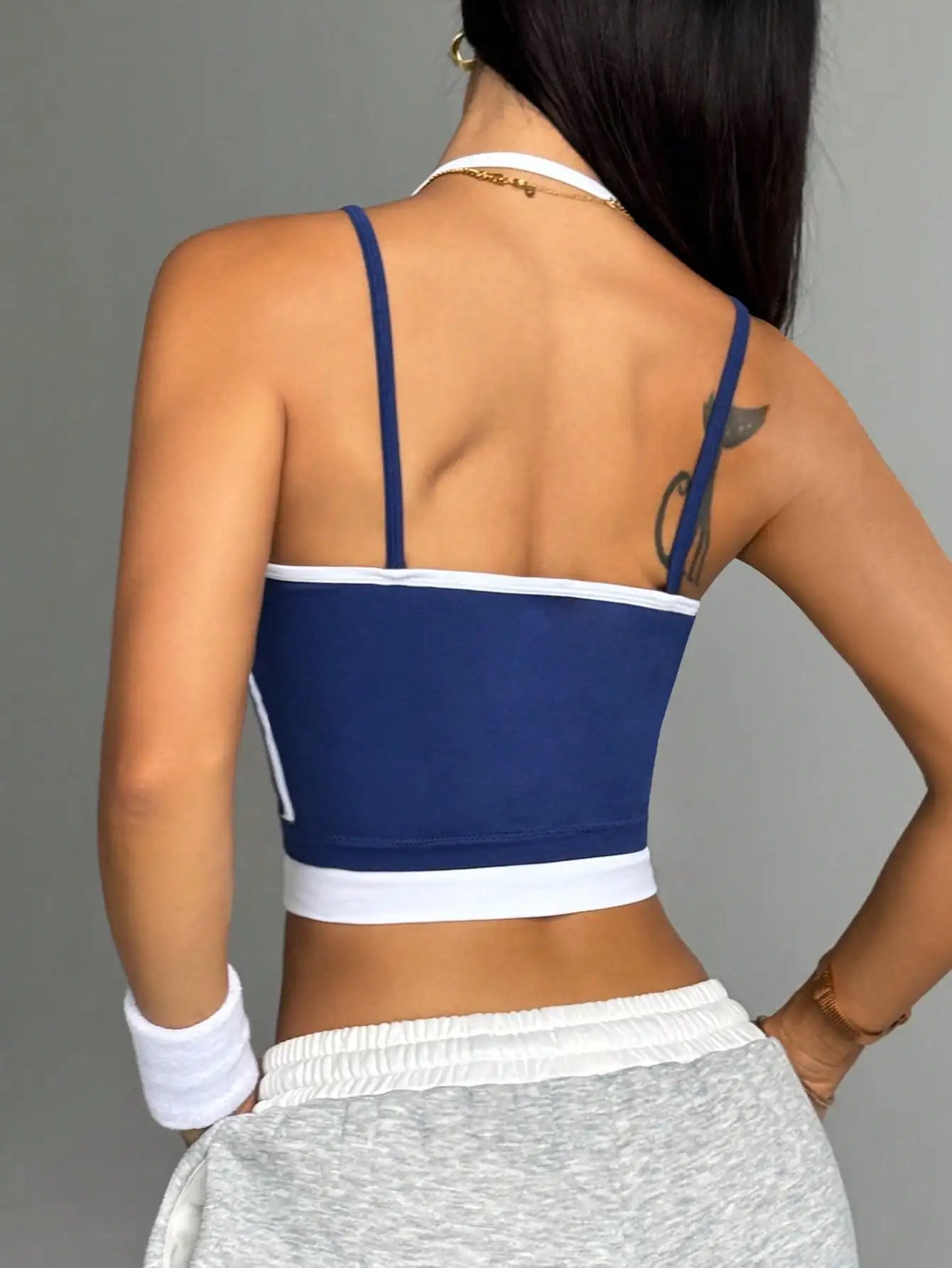 Farbblockierender, nicht aus Stahl gefertigter Ring, schöne Sportweste für Damen-Outdoor-Bekleidung, Fitness-Laufen, stoßdämpfende Raffung, s
