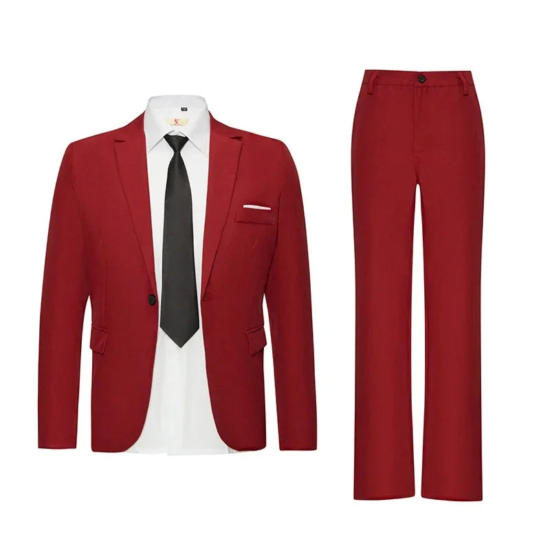 Herren Casual Hochzeitsanzug Slim Fit Zweiteiliges Set Sommer Neuer Stil Große Größe Business Formelle Kleidung Bequemes Oberteil und Hose