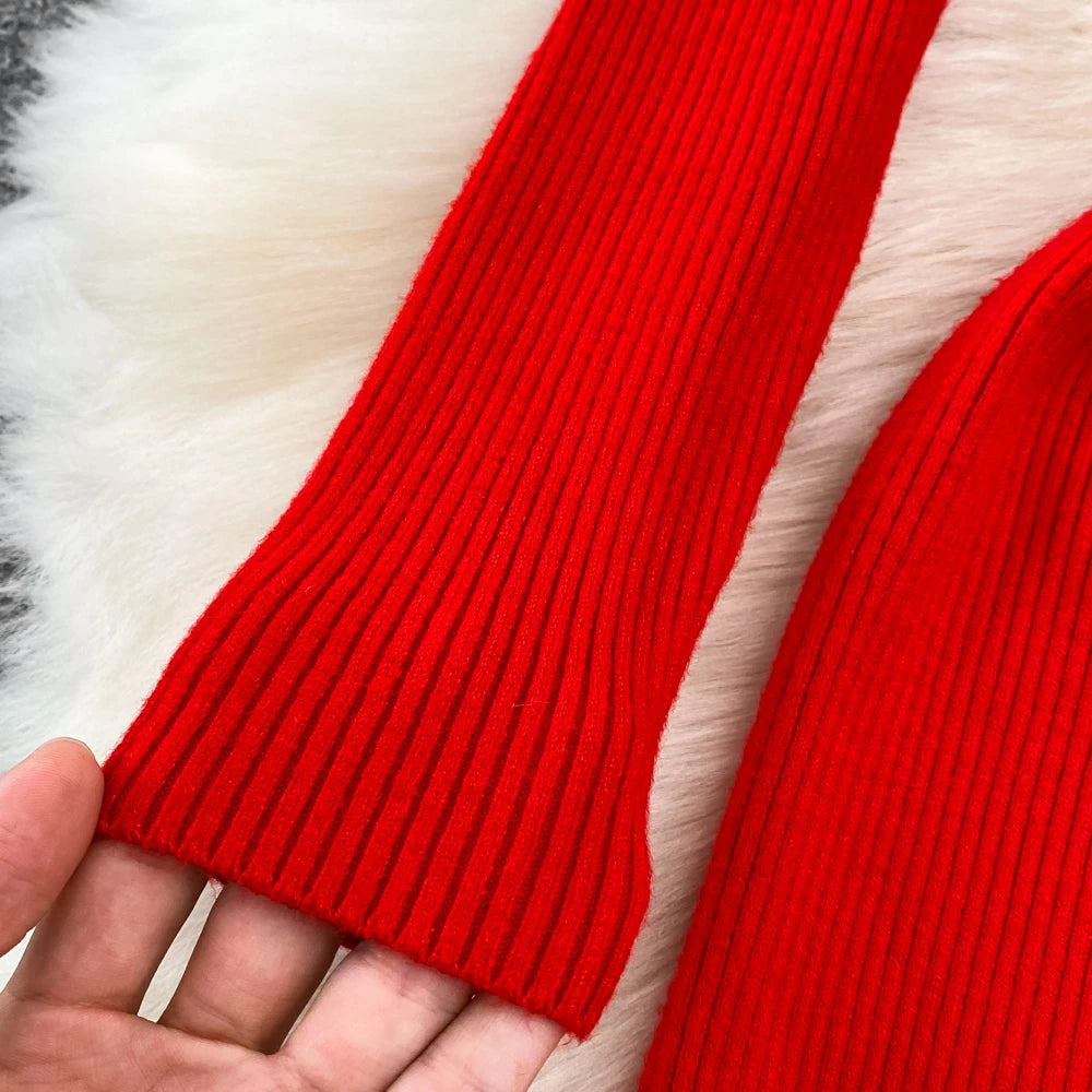REALEFT Herbst Winter 2025, neue Rollkragen frauen Gestrickte Kleider mit Gürtel Langarm Elegante Bodycon Wrap Kleid Weibliche
