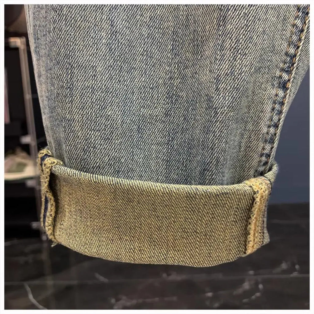 Jeans für Herren 2025, Frühling und Herbst, kleine zerrissene Jeans, Herren-Vintage-Hosen, trendige Marke, Harlan-Männerkleidung, Streetwear-Kleidung