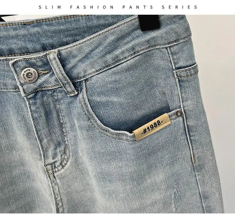 Jeans Herren Trendige Marke Helle Mode Jugend Freizeithosen Cowboy Einfache Ruffian Hübsche Schmal sitzende Röhrenjeans Männer