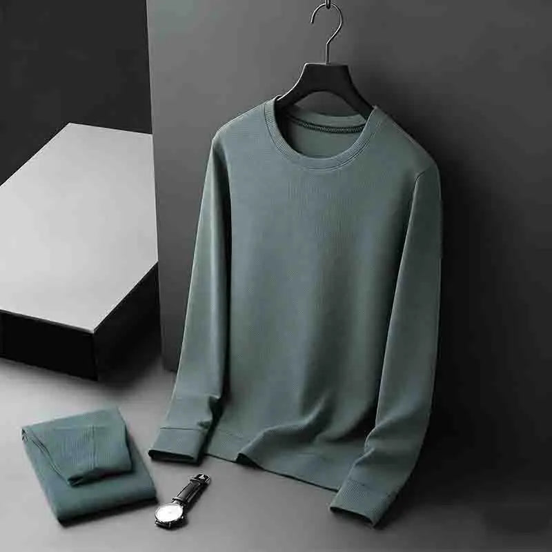 2026 Neuerscheinung Herren Basic Einfarbiger Rundhals-Pullover Atmungsaktiver Langarm-Strickpullover