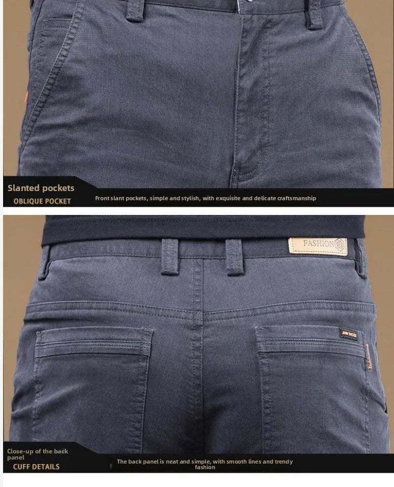 2025, Sommer-Freizeithose für Herren aus dünner Baumwolle, trendige, vielseitige, elastische, leichte Business-Hose, formelle, schlanke, gerade Hose
