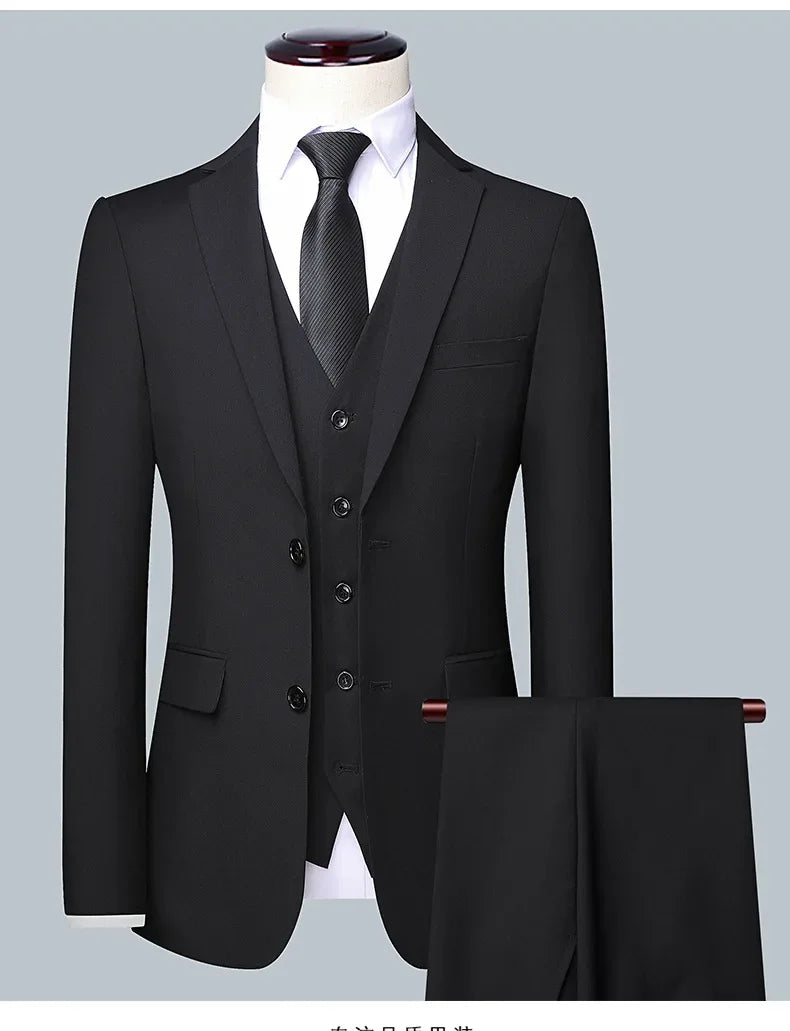 Anzug Boutique Herrenmode Business (Blazer + Weste + Hose) Gentleman's Hochzeit Casual Professioneller formeller Anzug 3-teilig M-6XL