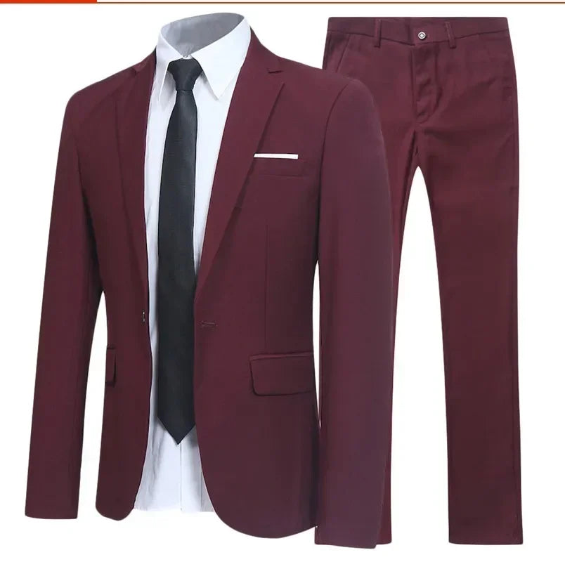 Men Suits Set Jackets Pants 2 Pieces Elegant For Wedding Slim Fit Blazers Formal Outfit Fashion Classic Full 2025 Costume