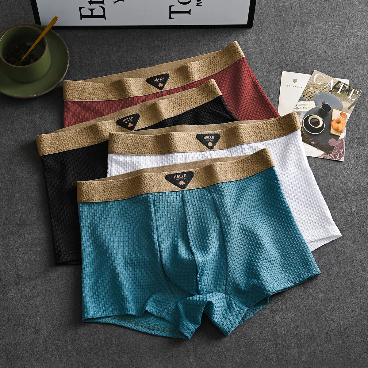 1/4 Stück Herren-Unterwäsche aus Eisseide, heiße Dessous, dünne Boxershorts, coole Unterhosen, atmungsaktive sexy Slips, U-förmige Shorts, Größen L-6XL