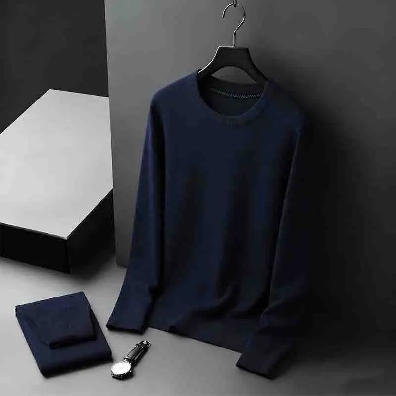 2026 Neuerscheinung Herren Basic Einfarbiger Rundhals-Pullover Atmungsaktiver Langarm-Strickpullover