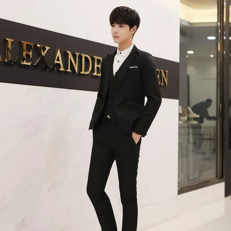 Western-Stil Herrenanzüge Grenzüberschreitende Großhandel Neue Ankunft Abnehmen Dreiteiliges Set Koreanische Version Business Professionelle Kleid