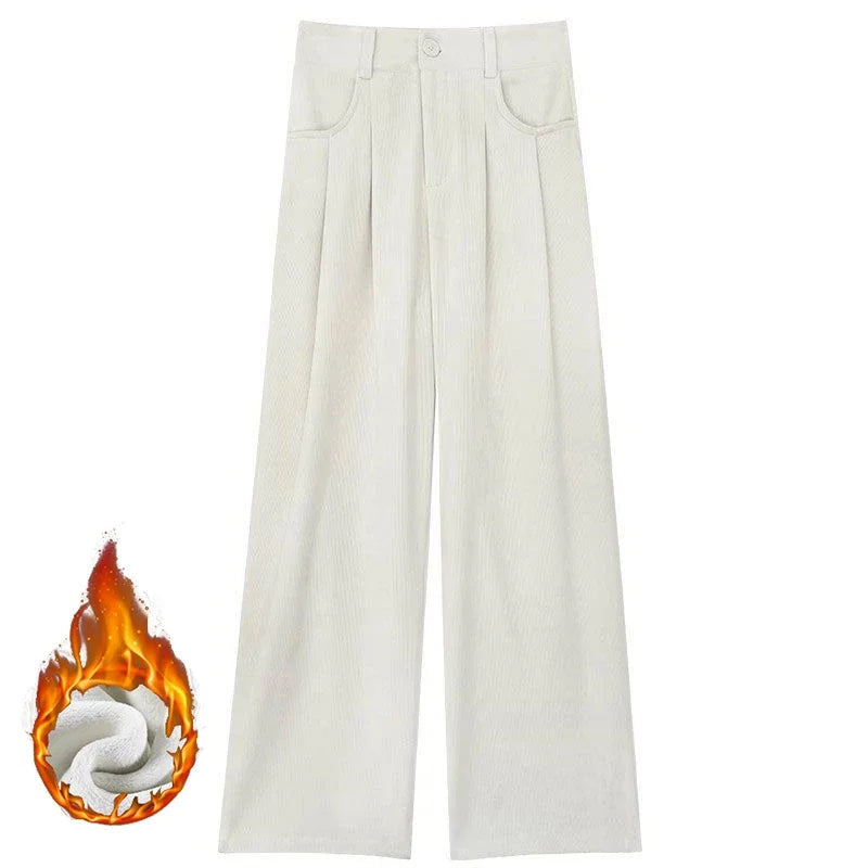 Heißer Verkauf Winter Dame Schnee Warme Hosen Mädchen Klassische Fleece Hohe Taille Hose Frauen Gerade Bein Plüsch Thermische Casual Hosen