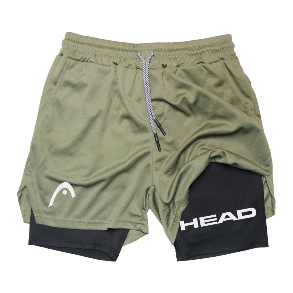 Anime Berserk Head Laufshorts für Herren, Fitness, Fitnessstudio, Training, 2-in-1, Sport, schnell trocknend, Training, Joggen, Doppeldeck, Sommer