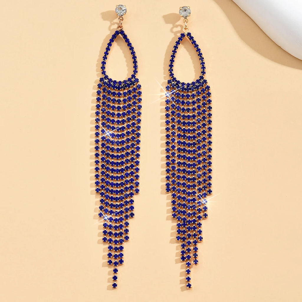 2pcs of women's jewelry rhinestone tassel earrings  luxurious fashion accessories for wedding parties